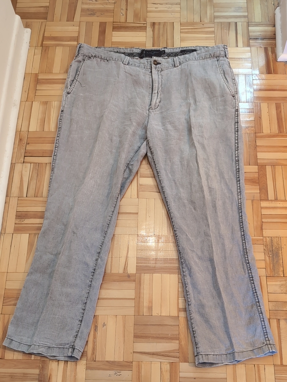 Black Brown 1926 Men's Light Gray 100% Linen  Pants Size 40*30